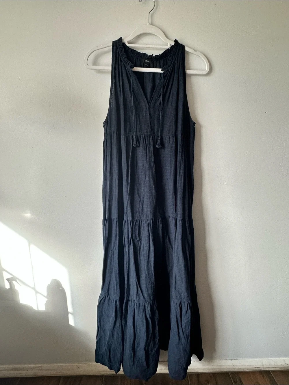 J. Crew Tiered Maxi Beach Dress in Crinkle Gauze Medium